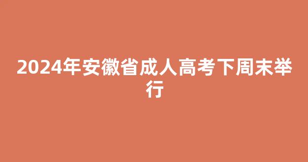 2024年安徽省成人高考下周末举行