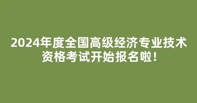 2024年度全国高级经济专业技术资格考试开始报名啦！