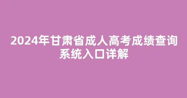 2024年甘肃省成人高考成绩查询系统入口详解