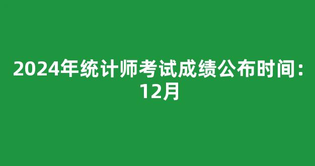 2024年统计师考试成绩公布时间：12月