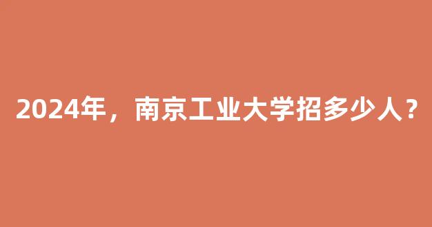 <b>2024年，南京工业大学招多少人？</b>