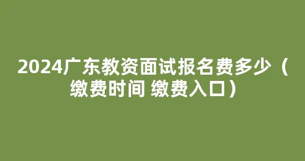 2024广东教资面试报名费多少（缴费时间 缴费入口）