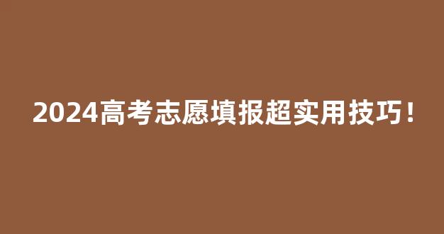 2024高考志愿填报超实用技巧！