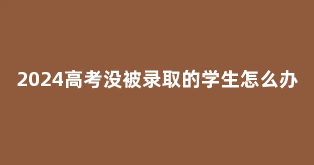 2024高考没被录取的学生怎么办