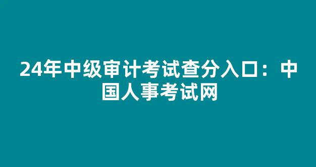 24年中级审计考试查分入口：中国人事考试网