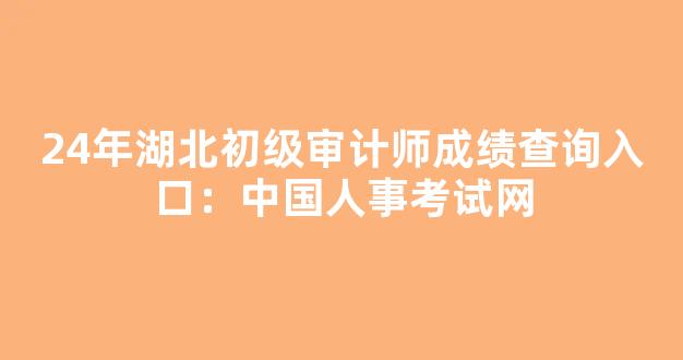 24年湖北初级审计师成绩查询入口：中国人事考试网