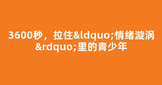 3600秒，拉住“情绪漩涡”里的青少年